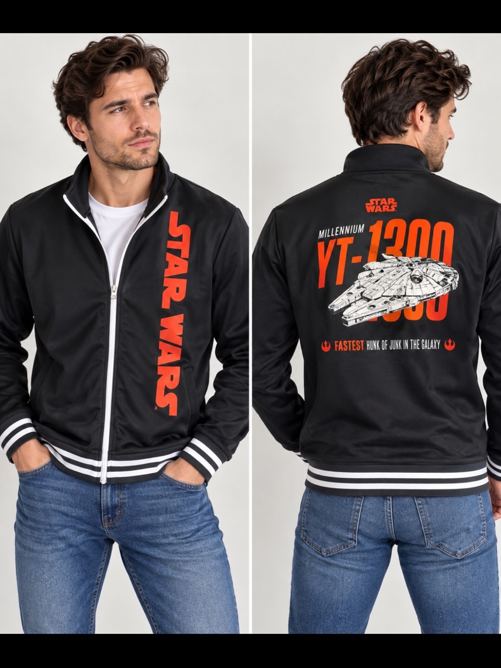 Disney Parks Star Wars Millennium Falcon YT-1300 Track Jacket Medium Zip Up